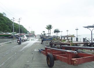Boats and trailers have taken over this section of the public park next to Bali Hai pier.